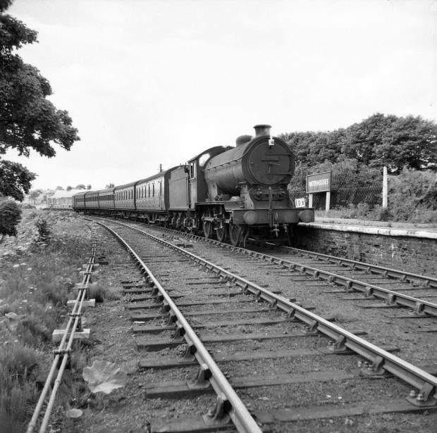 The Northern Echo: A Durham Miners' Gala Special arrives at Waterhouses station on the Deerness Valley Branchline. Picture courtesy of the JW Armstrong Trust
