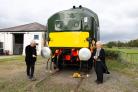 Handover of a Class 37 train at the A1 Locomotive Trust/Head of Steam museum in Darlington. A ribbon is cut by Sir Peter Hendy, chairman of Network Rail and trustee of the Science Museums group and cllr Heather Scott, leader of Darlington Borough