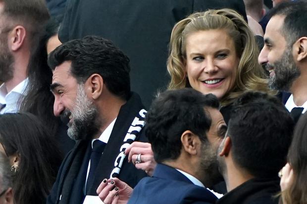 Newcastle United's Saudi Arabian chairman, Yasir al-Rumayyan, sitting alongside director Amanda Staveley