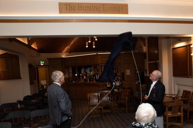 The Northern Echo: Derek Bunting and Mick Chalk officially unveil the new Bunting Lounge plaque at Seaton Carew GC;