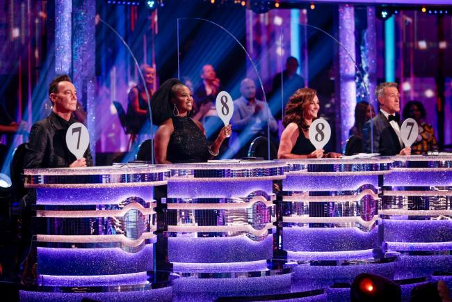 Craig Revel Horwood, Motsi Mabuse, Shirley Ballas, Anton Du Beke during the second episode of Strictly Come Dancing 2021. Credit: PA