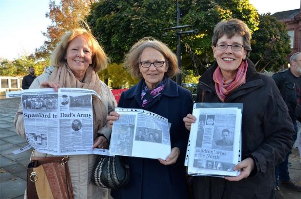 The Northern Echo: L-R: Teresa Sutton, Julie Lee and Sharon Hardy, relatives of Bilbao refugee Fermin Magdalena, who escaped to England as a youngster and settled in the north-east.