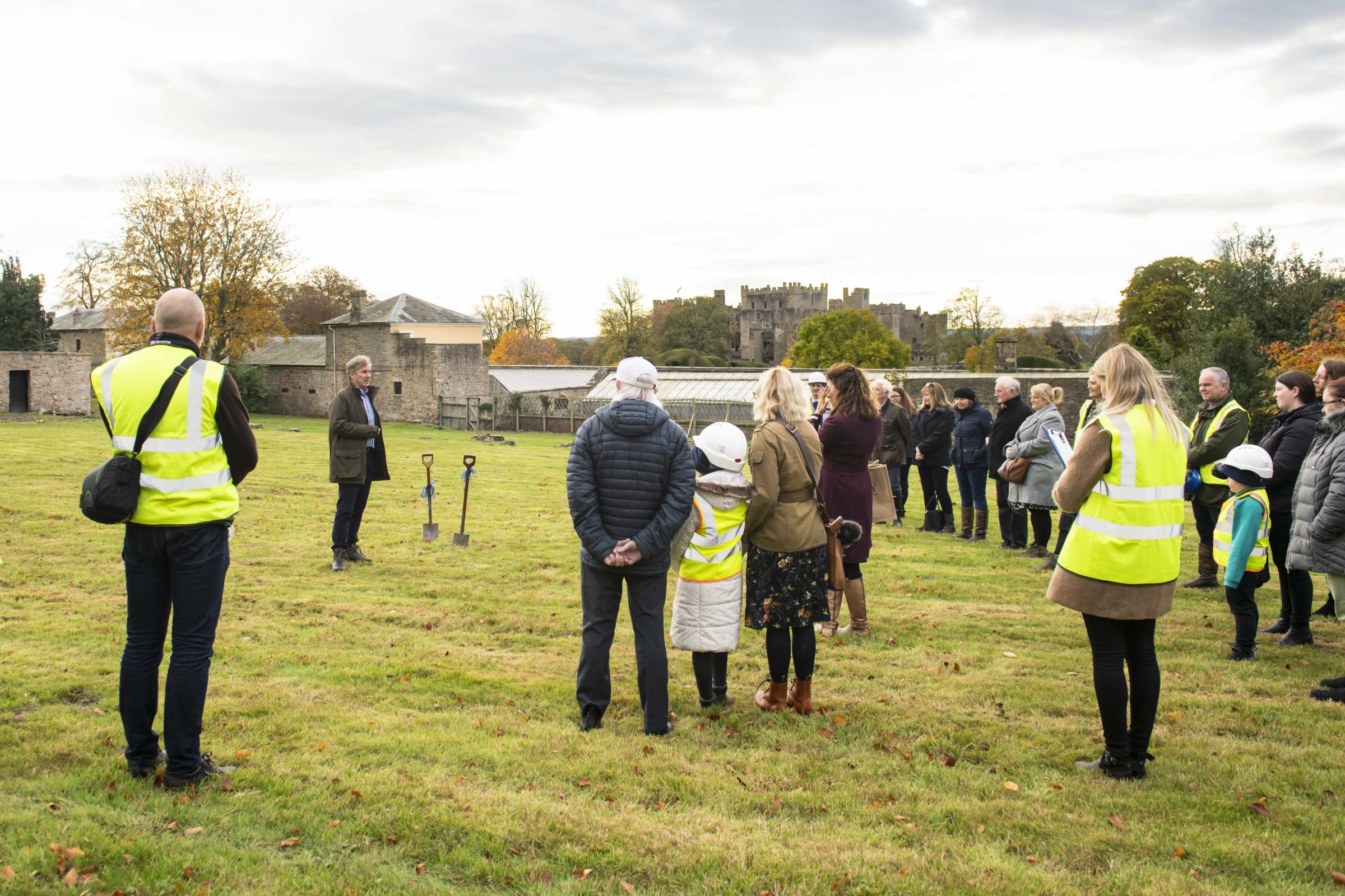 The breaking ground ceremony at Raby Castle