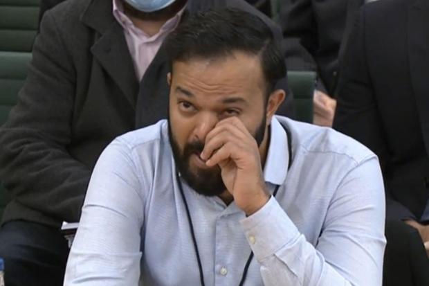 Azeem Rafiq answering questions from MP's in Parliament over institutional racism in Cricket.