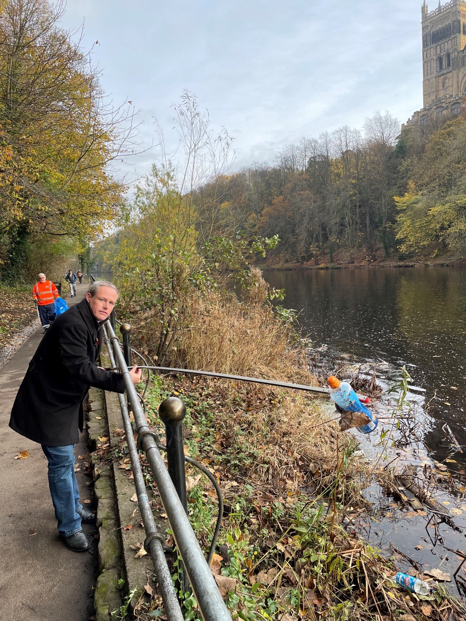 Rubbish being cleared from the River Wear in Durham City centre
