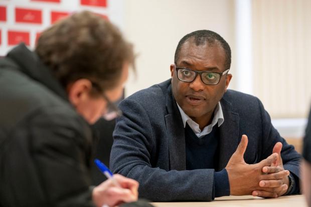 The Northern Echo: Business Secretary, Kwasi Kwarteng, during a recent visit to the North East to look at the impact of Storm Arwen. Photo: Richard Rayner.