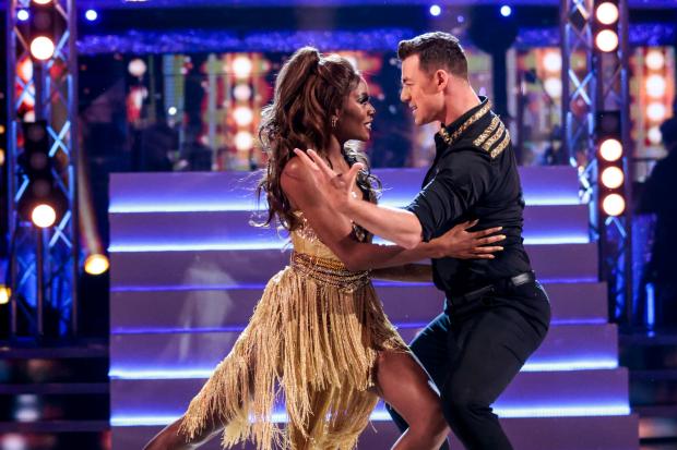 The Northern Echo: AJ Odudu and Kai Widdrington during the dress rehearsal for Saturday December 4's live show of BBC1's Strictly Come Dancing. Credit: BBC/PA