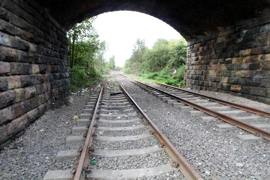The Northern Echo: LINE: The unused Leamside line where it passes under Broomside Lane, Belmont, in Durham City. Picture: GAVIN ENGELBRECHT.