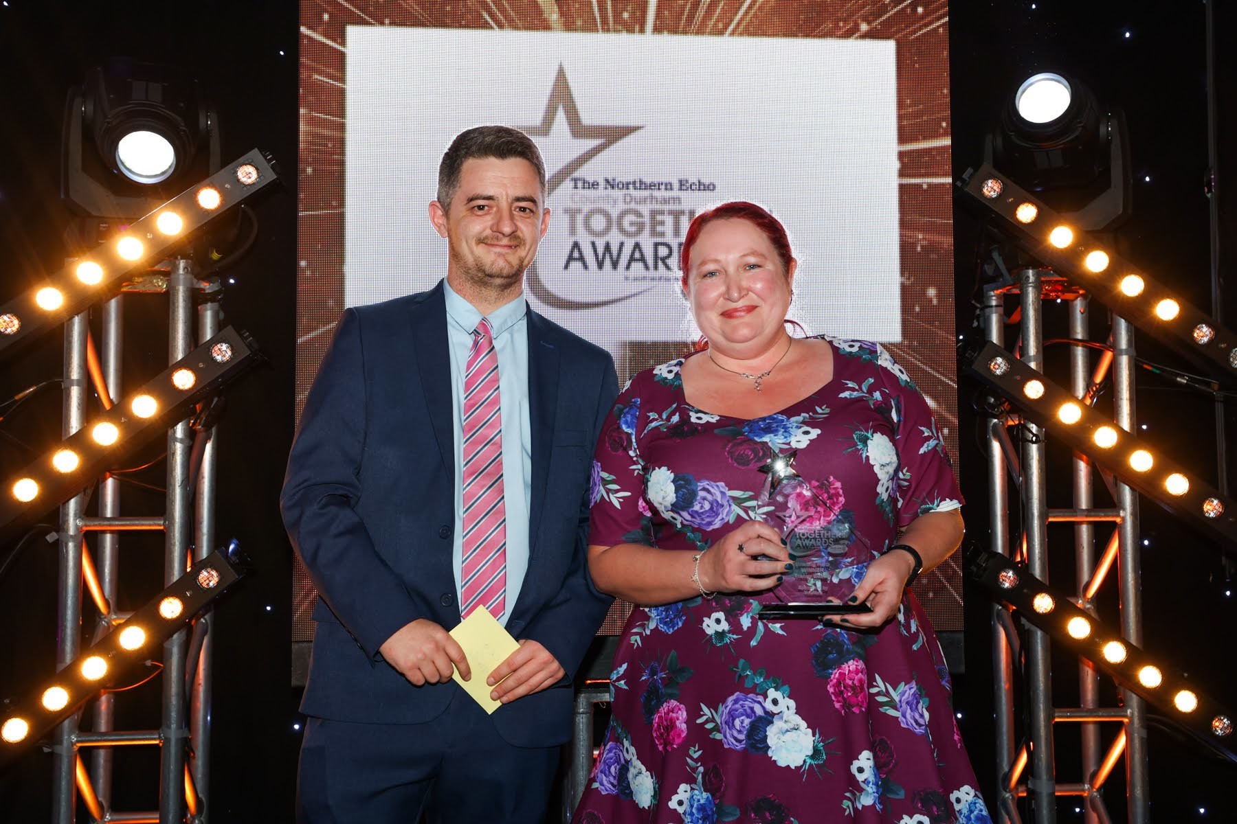 The County Durham Together Awards 2021 take place at Ramside Hall Hotel, Durham City. Winner of the Unsung Hero Award, Tracey Beadle. Presented by Robert Murdoch of award sponsor Youfibre. Picture: CHRIS BOOTH