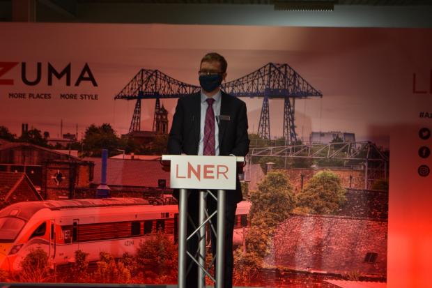 The Northern Echo: David Horne, managing director of LNER, launches the train service from Middlesbrough to London.