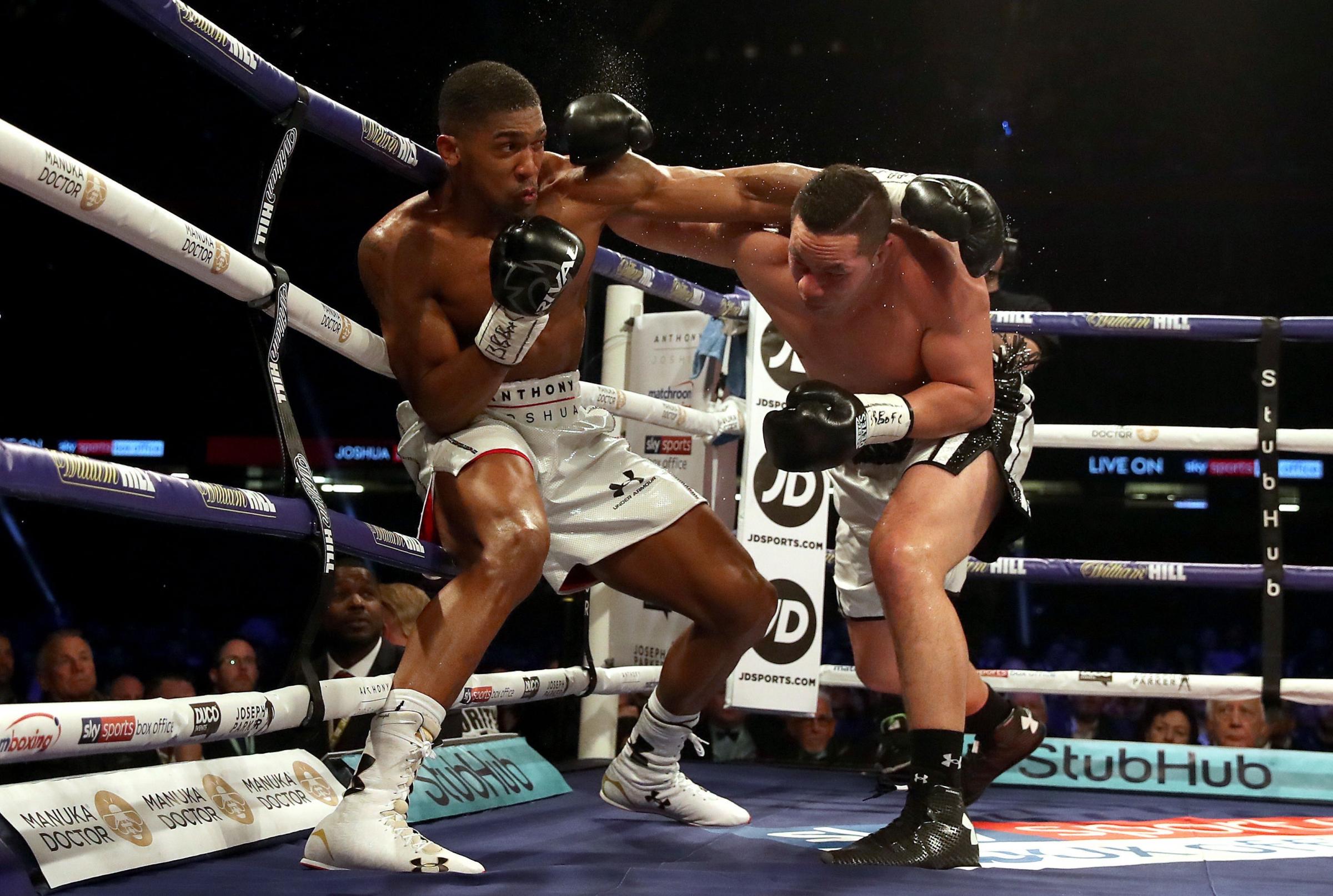 Joseph Parker, right, in action against Anthony Joshua in Cardiff, March 2018 Picture: NICK POTTS/PA WIRE