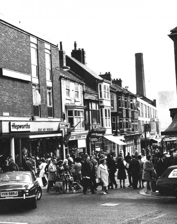 The Northern Echo: A very busy shopping scene at the top of Priestgate on April 20, 1975. Will we ever see shopping crowds like this again?