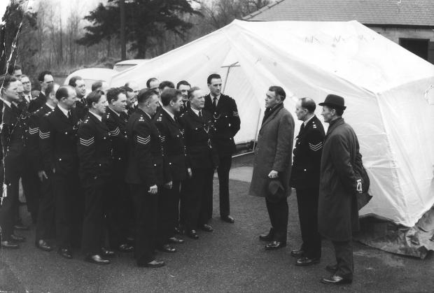 The Northern Echo: Another first for Durham police: the country's first scene-of-crime tent. It was 18ft by 14ft and weighed 214lb - it could be carried to the scene of a crime by four men. Here it is being unveiled at the Harperley Hall police training college to