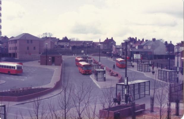 The Northern Echo: The bus station in 1984 on the site of Corn Close. Picture: Tom Hutchinson