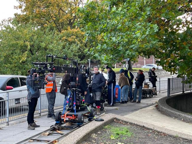 Famous movie star was recently spotted, with a huge ensemble of crew, filming in Darlington