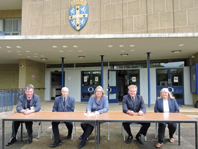 From left, Councillors Richard Bell, Alan Shield, Amanda Hopgood, John Shuttleworth, Liz Maddison have pledged to work together regardless oftheir political persuasions