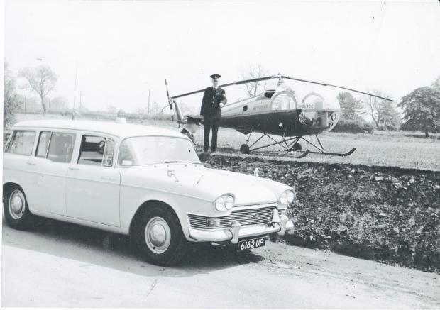 The Northern Echo: A Durham Police "Serious Incident Vehicle" with the Grantly helicopter in July 1963