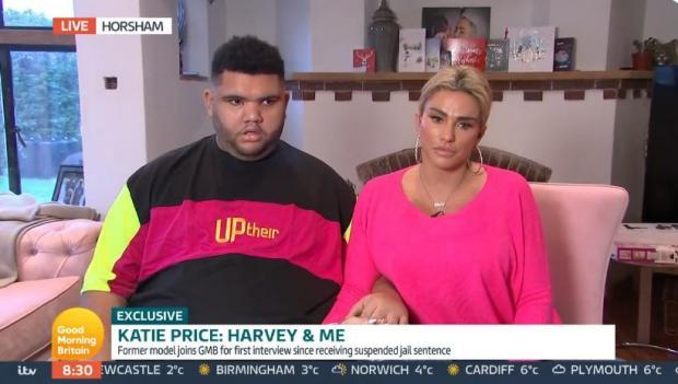 The Northern Echo: Katie Price with her son Harvey during an interview with GMB 