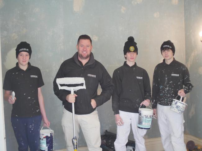Stephen Nicholson with his three new apprentices - Stephen Nicholson Jr, Jake Mitchell and Jack Blenkinsopp