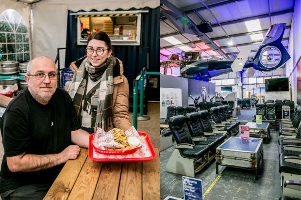 The Northern Echo: Left: Stavros and Dimitra Vouli at Something Greek. Right: Inside The Aviator Gin Bar. Photos: SARAH CALDECOTT.