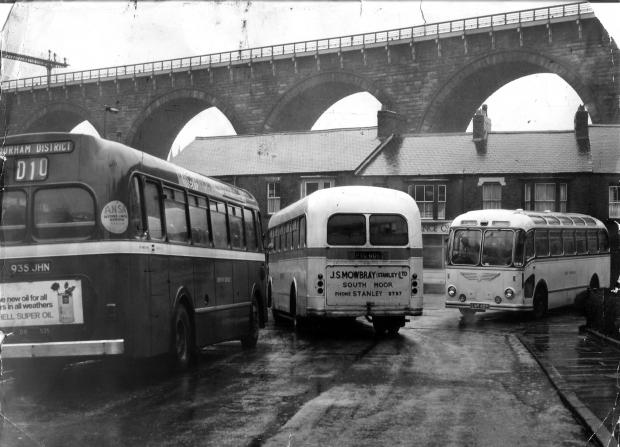 The Northern Echo: In September 1965 when this picture was taken in Waddington Street beneath the railway viaduct there were complaints that the multitude of buses was making the houses shake