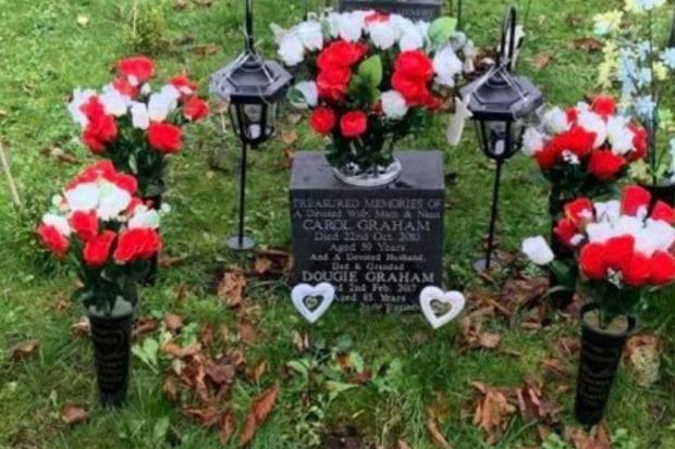 The Northern Echo: The grave marker for Sharon Graham's parents, Carol and Dougie, before