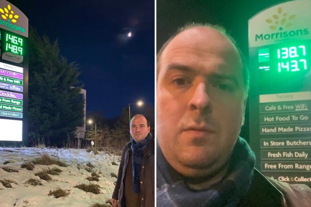 The Northern Echo: The MP chose to highlight Morrisons for its different fuel prices in Bishop Auckland and Consett. Photos: RICHARD HOLDEN MP. 