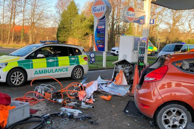 The Northern Echo: Part of the petrol forecourt was closed while emergency crews made the scene safe. Picture: CDDFRS.