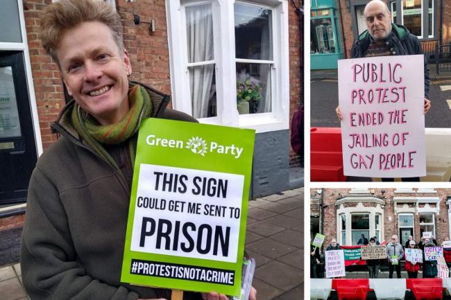 Darlington Green Party held a peaceful protest outside the office of Peter Gibson MP on Duke Street in Darlington yesterday. Pictures: SARAH CALDECOTT AND AJA DODD