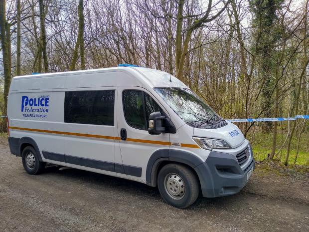 The Northern Echo: Police van and cordon in place in woodland near Flats Lane Country Park
