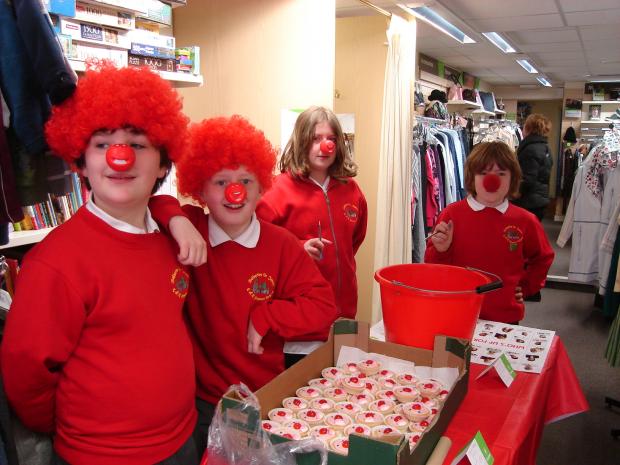 The Northern Echo: Year 6 pupils from Baldersby St James Church of England Primary School with the cakes they made for Comic Relief – 13/03/2009