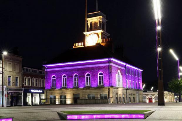 The Northern Echo: Stockton-on-Tees Town Hall took part in the memorial day. Picture: STOCKTON-ON-TEES BOROUGH COUNCIL.