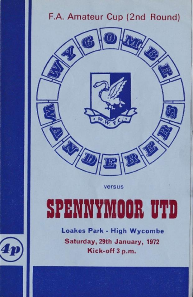 The Northern Echo: The match programme for the FA Amateur Cup 2nd Round tie between Wycombe Wanders and Spennymoor United at Wycombe on Saturday January 29 1972.