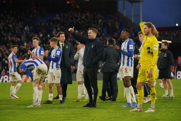 The Northern Echo: Graeme Lee and his Hartlepool United players at Selhurst Park.