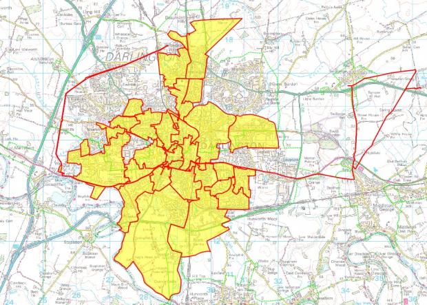The Northern Echo: A map shows the areas that were affected by the issue. Picture: Northumbrian Water