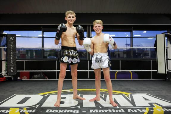 The Northern Echo: From left, Harley Arnett 14 and Jordan Murphy 13 of Darlington Boxing and Martial Arts Academy who are competing in the European Championships in Istanbul. Photograph: Stuart Boulton/The Northern Echo. The Northern Echo: From left, Harley Arnett 14 and Jordan Murphy 13 of Darlington Boxing and Martial Arts Academy who are competing in the European Championships in Istanbul. Photograph: Stuart Boulton/The Northern Echo.