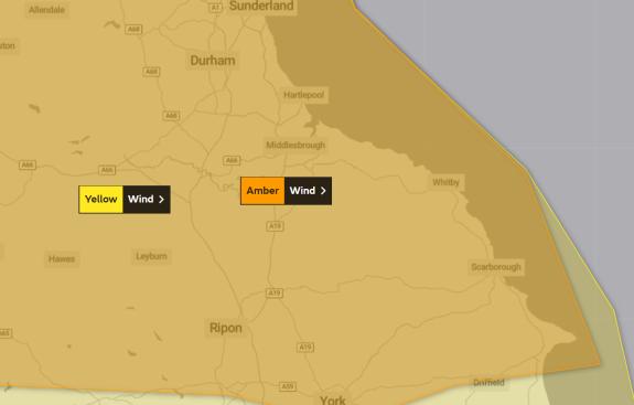 The Northern Echo: The weather warning in place by The Met Office The Northern Echo: The weather warning in place by The Met Office