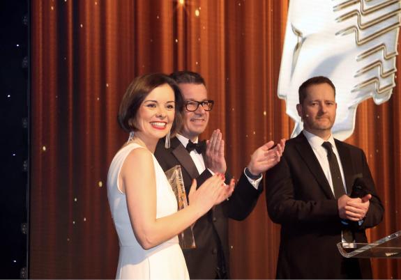 The Northern Echo: Pictured are Tyne Tees presenters Amy Lea and lan Payne with ceremony host Jason Cook Picture: NORTH NEWS The Northern Echo: Pictured are Tyne Tees presenters Amy Lea and lan Payne with ceremony host Jason Cook Picture: NORTH NEWS