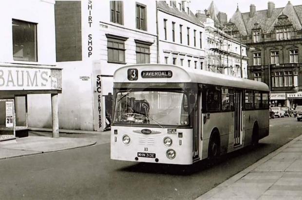 The Northern Echo: A Darlington Corporation Transport bus passing the Baum store in Bondgate.  Photo courtesy of Richard Barber