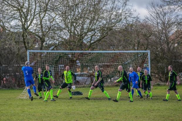 The Northern Echo: The match between Cobblers Hall and Mill View finished 2-1 to the home side, which was won with a last minute penalty. Picture: SARAH CALDECOTT.