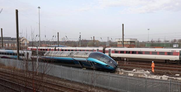 The Northern Echo: A TransPennine Express vehicle was derailed at a depot in Heaton Picture: NORTH NEWS 