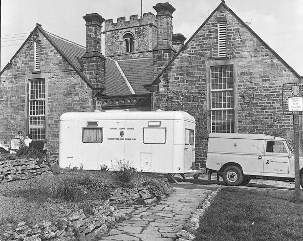 The Northern Echo: Durham County Council's mobile maternity unit and child welfare clinic visits Heighington near Darlington in April 1967