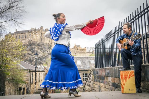 Flamenco dancer Inma Montero from TuFlamenco, perform at The Vennel below Edinburgh Castle for the launch of Feria de Abril, the Spanish Film Festival that takes place across Edinburgh and Glasgow. Picture: JANE BARLOW/PA WIRE