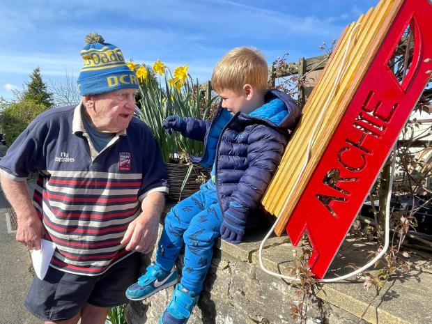 The Northern Echo: Malcolm Rolling and Archie with his new sledge Picture: RACHEL SWEENEY