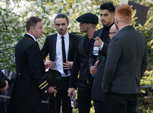 The Northern Echo: The members of The Wanted (left to right) Max George, Jay McGuiness, Siva Kaneswaran and Nathan Sykes (partially hidden) arrive for the funeral of The Wanted star Tom Parker. (PA)