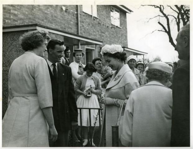 The Northern Echo: The Queen visiting Billy and Lucy Llewellyn at their home in Newton Aycliffe in 1960.........