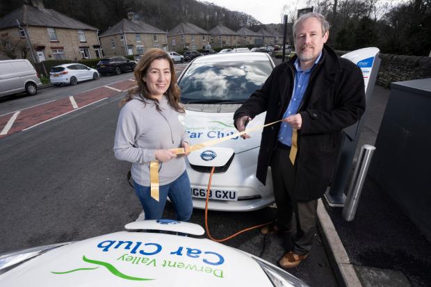 The Northern Echo: Susan Ross, from Derwent Valley Car Club, and Cllr Mark Wilkes, Durham County Council’s Cabinet member for neighbourhoods and climate change. Picture: DURHAM COUNTY COUNCIL.