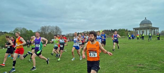 The Northern Echo: Runners travelling down the hill at Hardwick Park. Picture: RIGHT LINES.