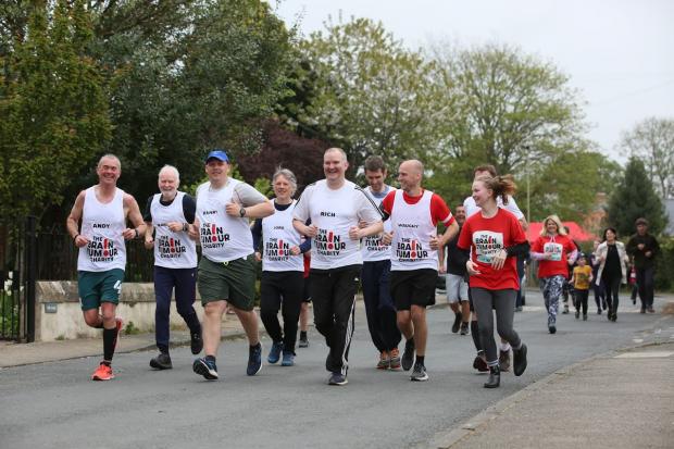 Former friends of the late Jonny Preston complete 24-hour Jog for Jonny in Croft-on-Tees today in aid of Brain Tumour Research charity                          Picture: SARAH CALDECOTT