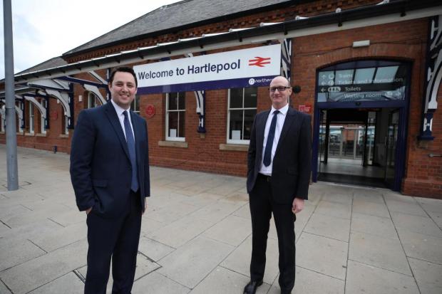 The Northern Echo: Cllr Shane Moore At Hartlepool Station with Tees Valley Mayor Ben Houchen